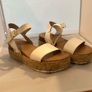 White platform sandals